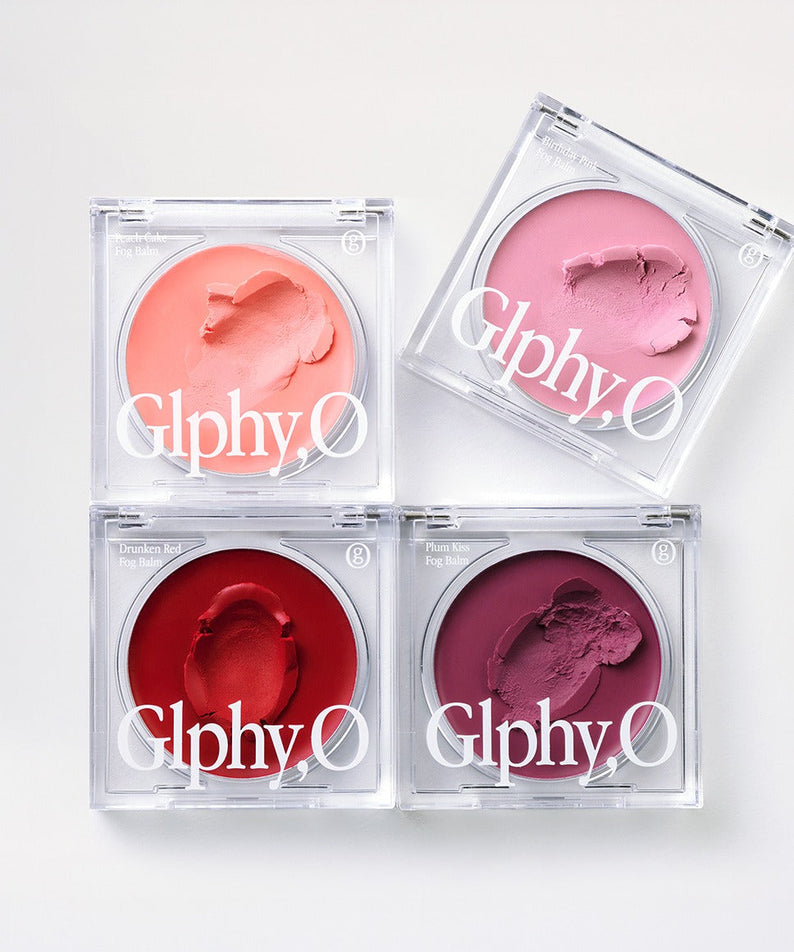 GLPHYO Fog Balm3.2g de la marque GLPHYO, pots de baume colorés en packaging transparent sur fond clair