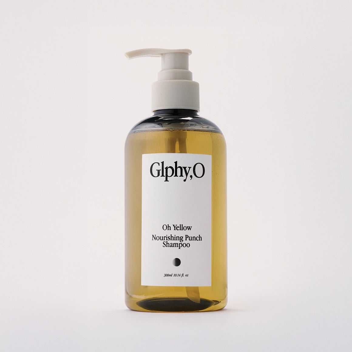 GLPHYO Oh Yellow Nourishing Punch Shampoo 300ml de la marque GLPHY, flacon pompe sur fond blanc, couleur jaune.
