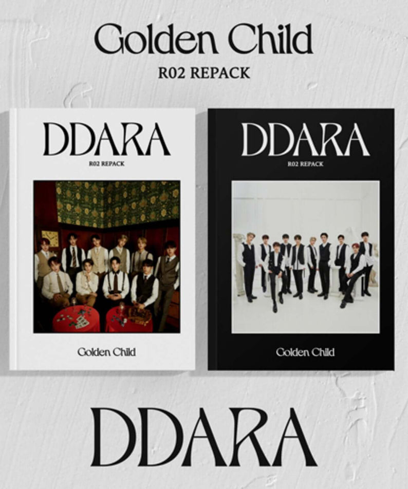 GOLDEN CHILD - 2nd Album [DDARA] (A+B ver.) - Album Kpop : coffrets DDARA A+B avec photos, sur fond blanc texturé.
