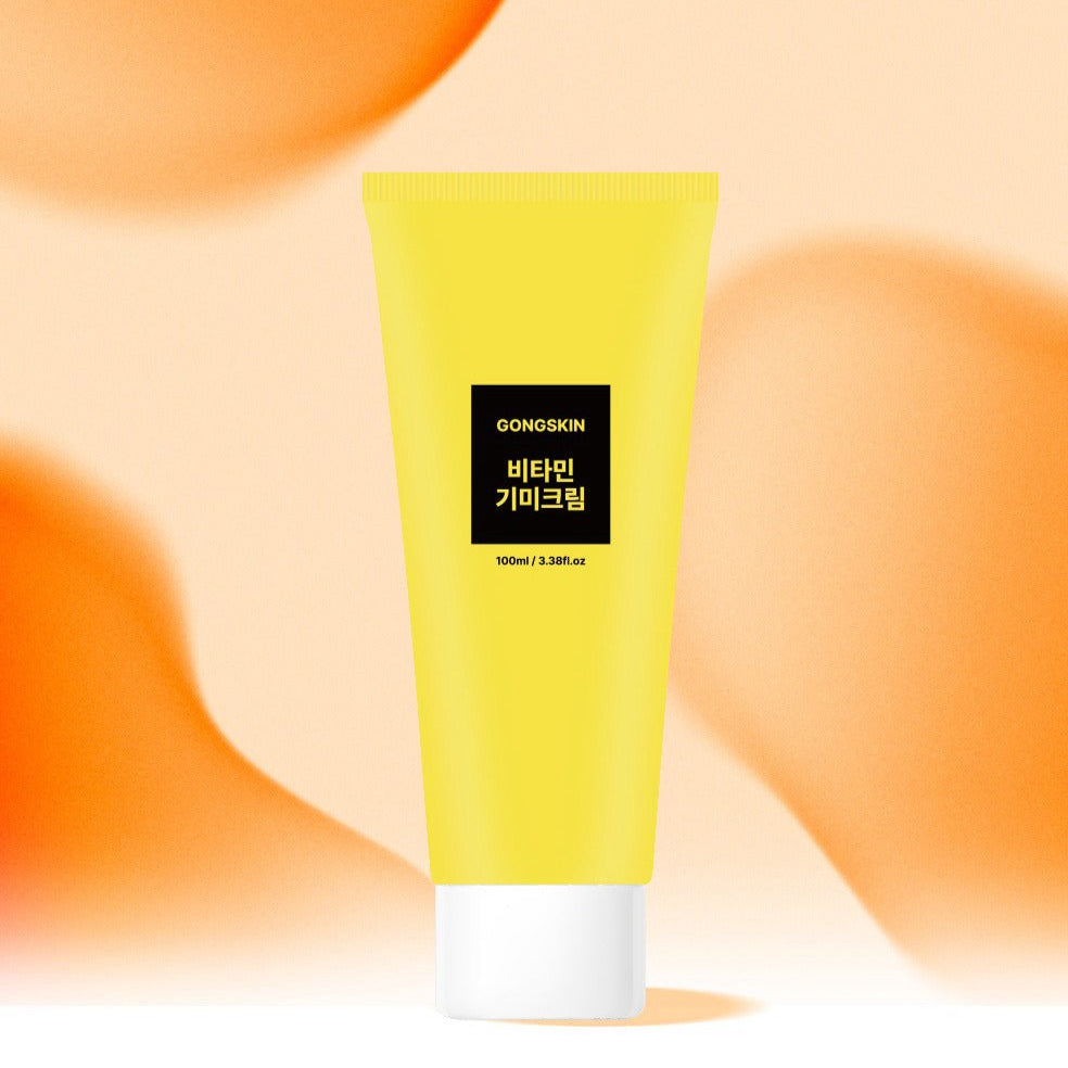 GONGSKIN Eoseongcho Soap 100g, crème vitamine anti-taches GONGSKIN, tube jaune sur fond clair, style cosmétique.