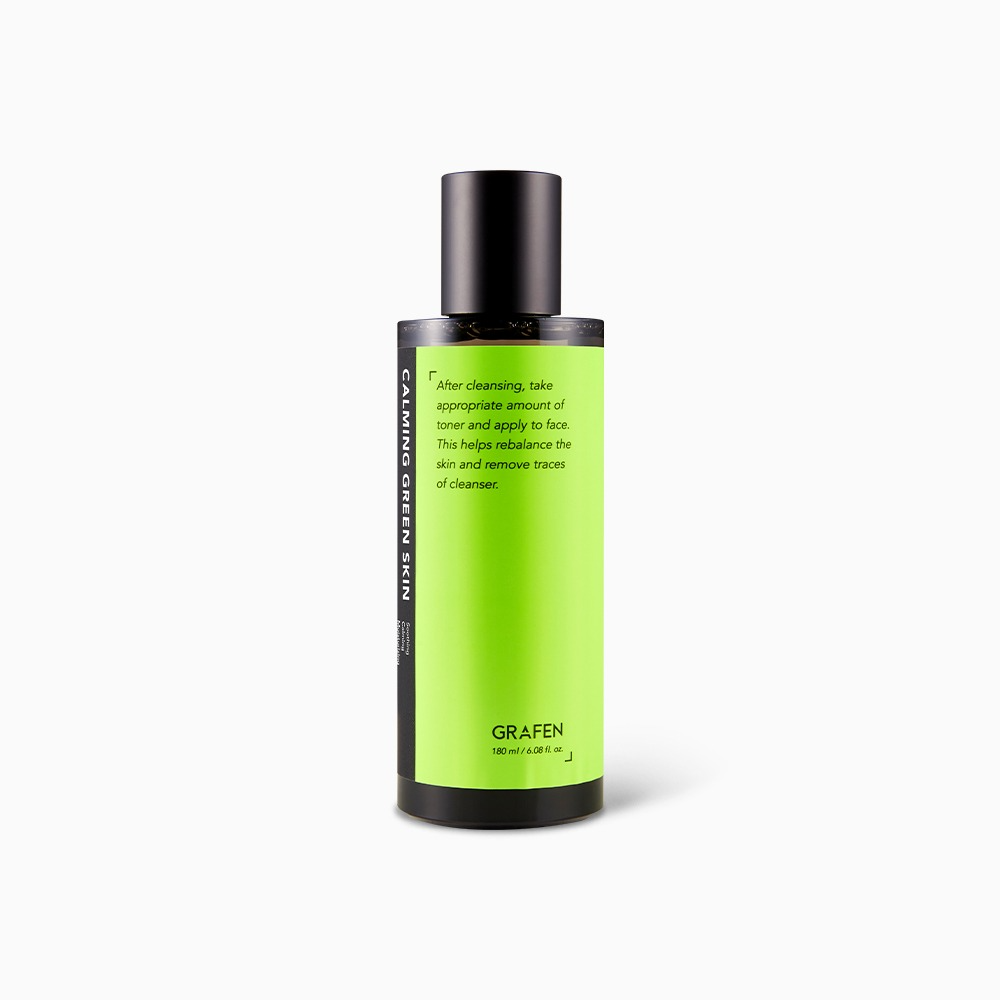 GRAFEN Calming Green Skin 180ml : flacon vert apaisant sur fond blanc, produit de la marque GRAFEN