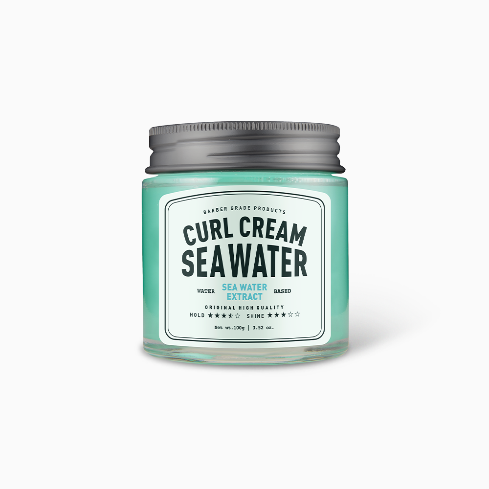 GRAFEN  Curl Cream Sea Water 100g, crème coiffante de la marque sur fond clair, bocal vert, style soin boucles.