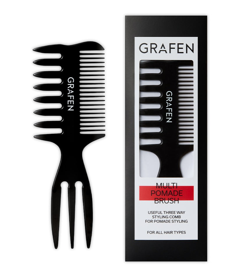 GRAFEN  Multi Pomade Comb de la marque GRAFEN, brosse/co mb coiffage noir, sur fond blanc, accessoires cheveux.