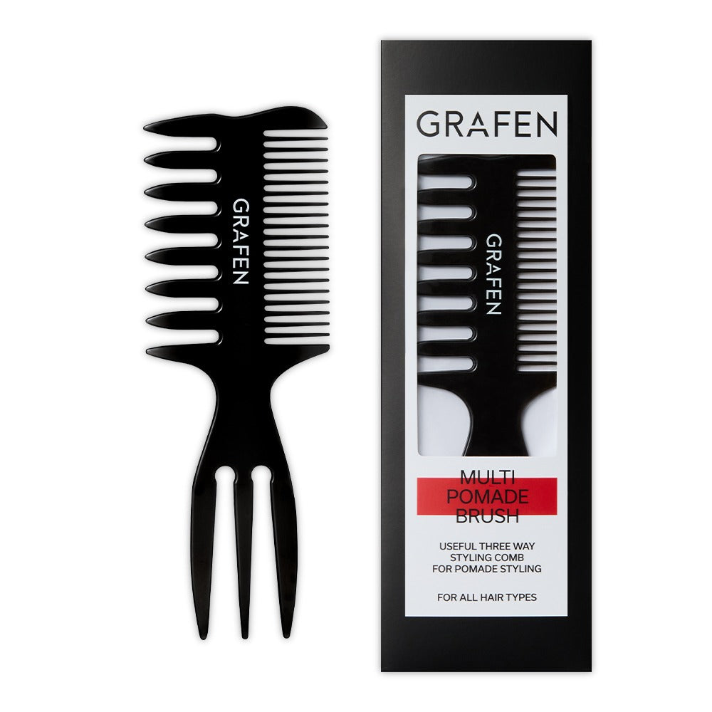 GRAFEN  Multi Pomade Comb de la marque GRAFEN, brosse/co mb coiffage noir, sur fond blanc, accessoires cheveux.