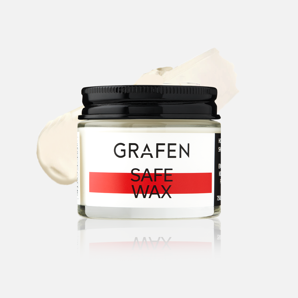 GRAFEN  Sae Wax 75ml, pot de cire coiffante noir et blanc sur fond clair, marque GRAFEN visible