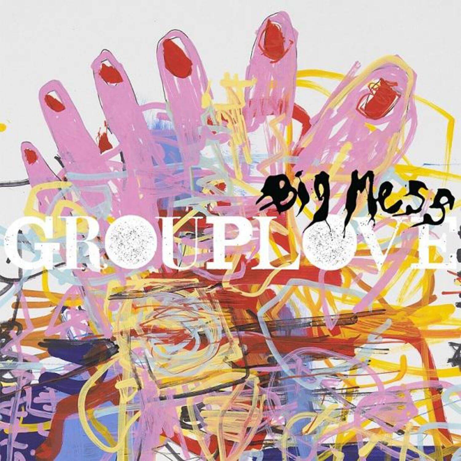 GROUPLOVE - BIG MESS - Album Kpop, pochette visuelle street art pop rose et jaune, vibes Kpop énergiques, GROUPLOVE