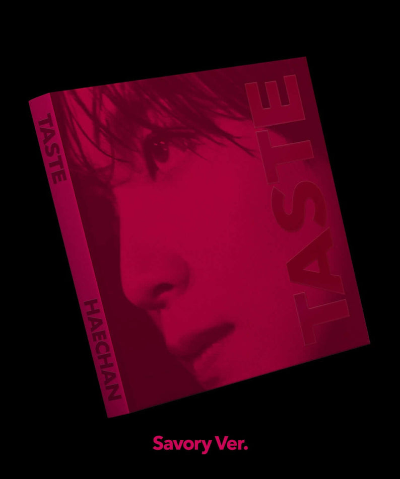 HAECHAN - 1st Album [TASTE] (Savory Ver.) - Album Kpop : cover violet, portrait HAECHAN sur fond noir.