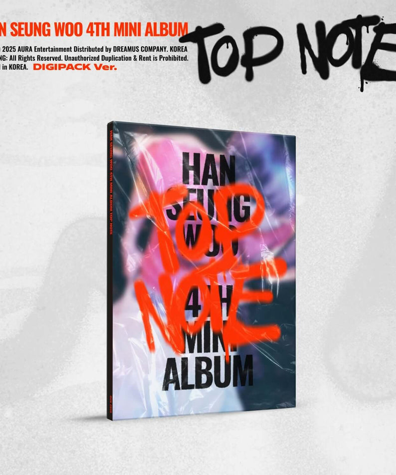 HAN SEUNG WOO - 4th Mini Album_TOP NOTE (Digipack Ver.) - Album Kpop, pochette Digipack sur fond graffiti noir/white