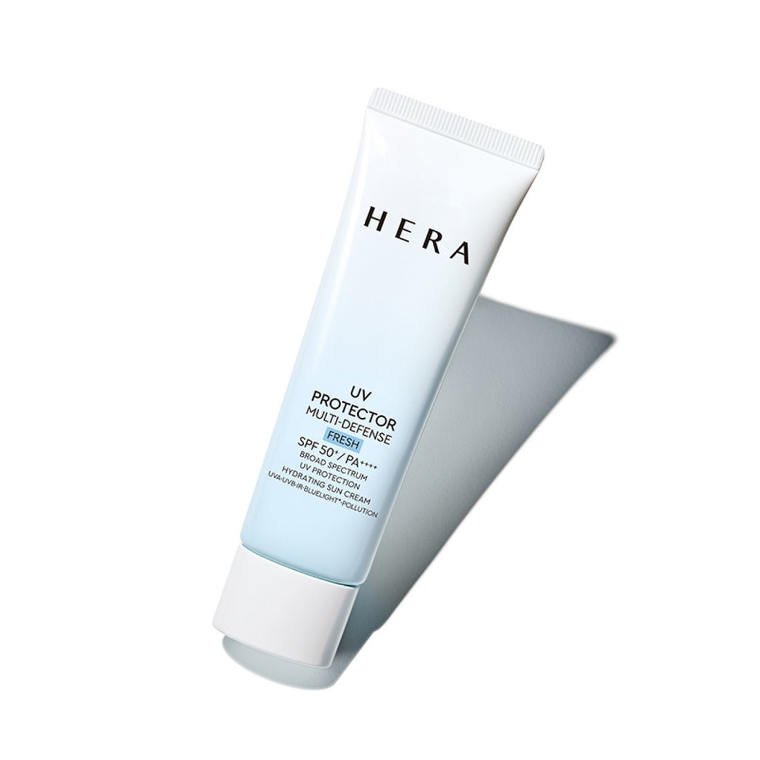 HERA UV Protector Multi-Defense Fresh SPF50+PA++++ 50ml, tube crème solaire HERA sur fond blanc, photo produit
