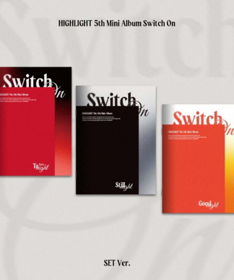HIGHLIGHT - 5th Album [Switch On] (Set of 3) - Album Kpop : coffret Switch On avec trois versions, sur fond clair