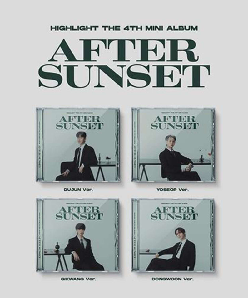 HIGHLIGHT - THE 4th MINI ALBUM [AFTER SUNSET] (JEWEL VER.) (Random 1 of 4) : coffret Kpop, visuel album “After Sunset”