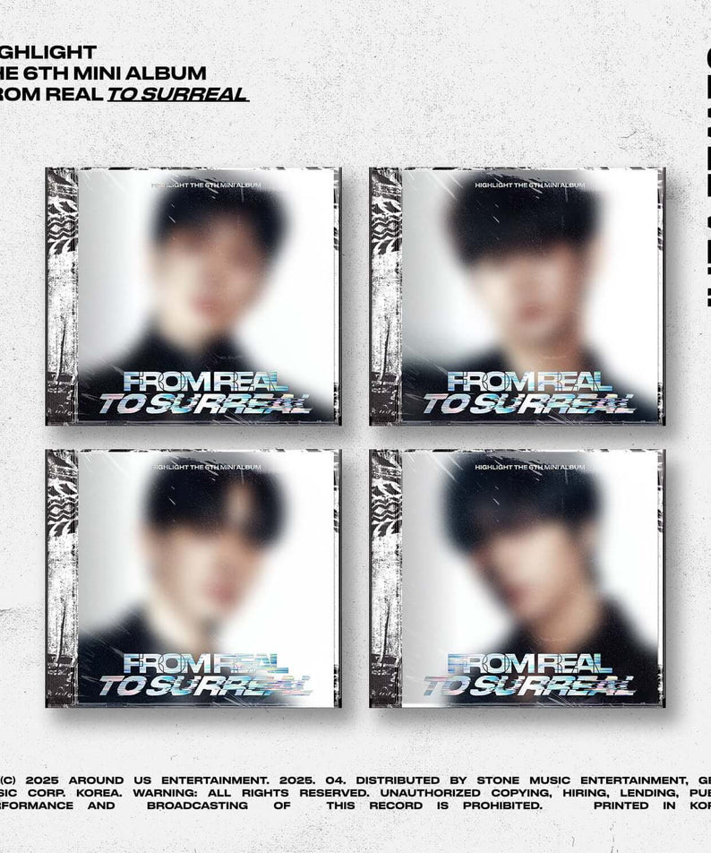 HIGHLIGHT - The 6th MINI ALBUM [From Real to Surreal] (JEWEL Ver.) (Random 1 of 4) - Album Kpop, boîtiers sur fond blanc.