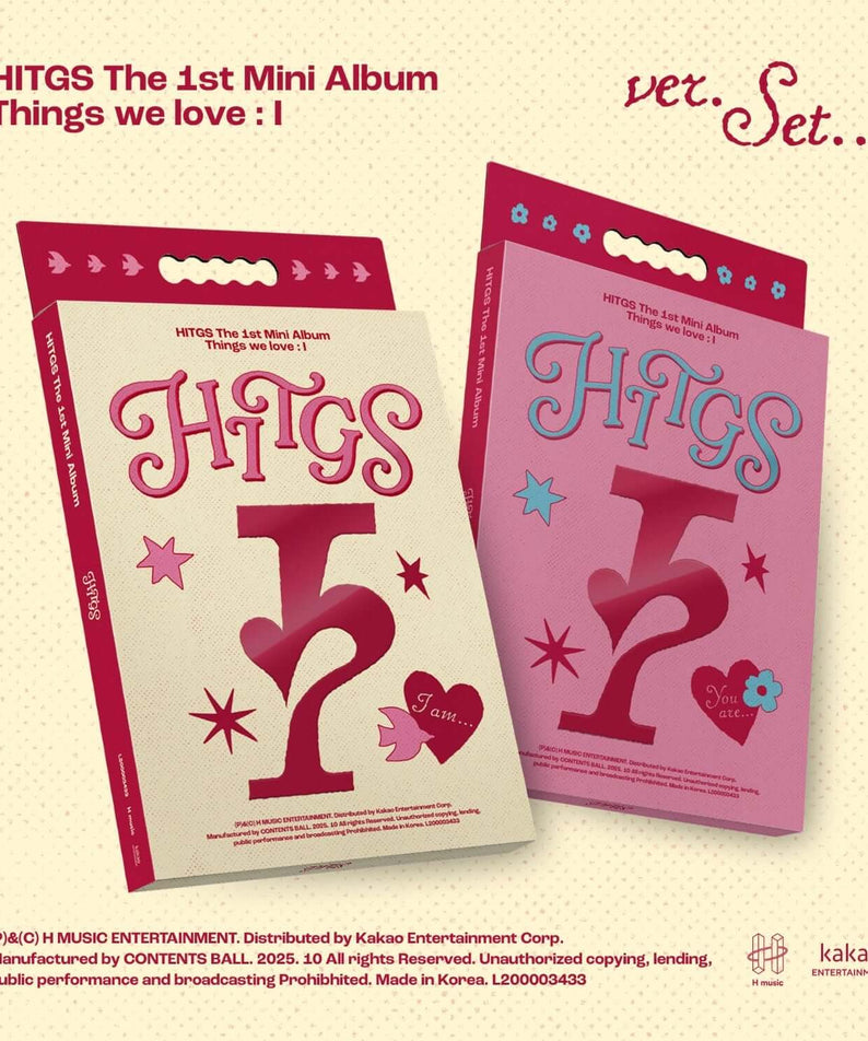 HITGS - The 1st Mini Album [Things we love : I] (I am… ver. / You are… ver.) (2 Random 1) album Kpop, couverture rose