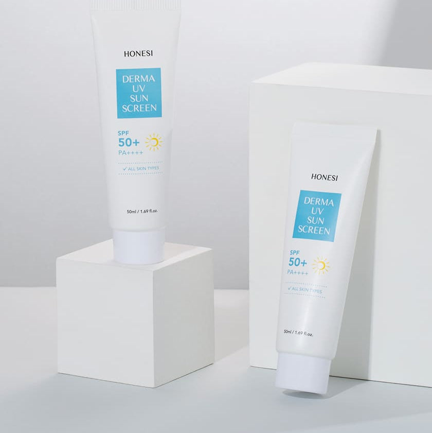 Décris l'image en français en mentionnant le produit, la marque et le contexte visuel : HONESI  Derma UV Sunscreen 50ml
