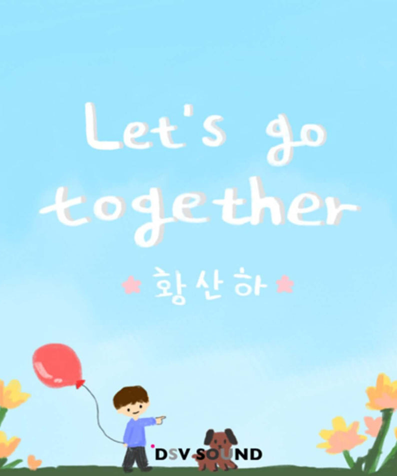 HWANG SANHA - [Let’s go together] - Album Kpop : couverture bleu ciel avec fleurs, ballons et texte Let’s go together, marque HWANG SANHA
