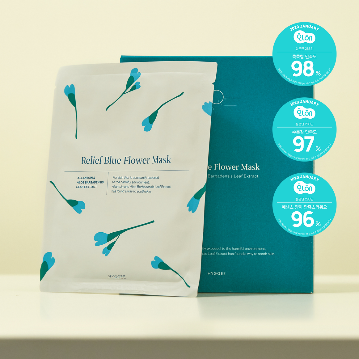 HYGGEE Relief Blue Flower Mask disponible sur Ma petite Coree, ton Eshop 100% K-beauty en direct de Seoul