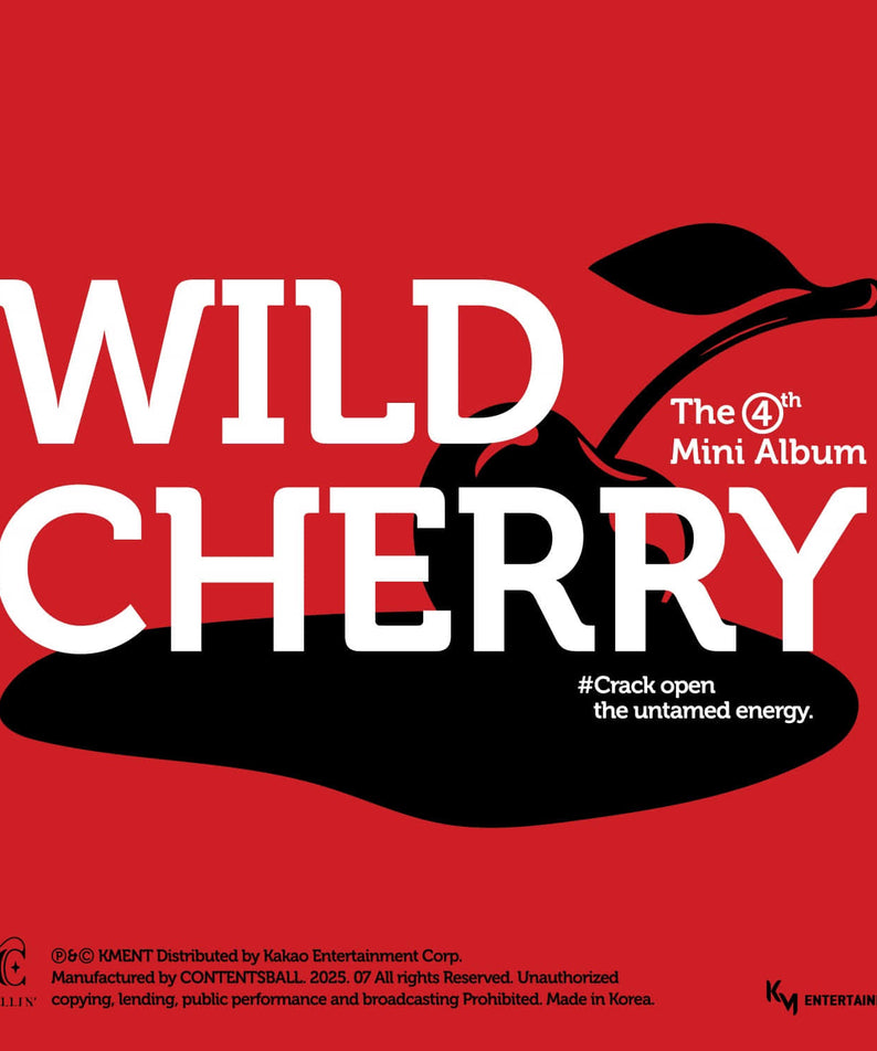 ICHILLIN' - 4TH MINI ALBUM [WILD CHERRY] - Album Kpop, visuel rouge « Wild Cherry », marque ICHILLIN' et texte 4th mini album