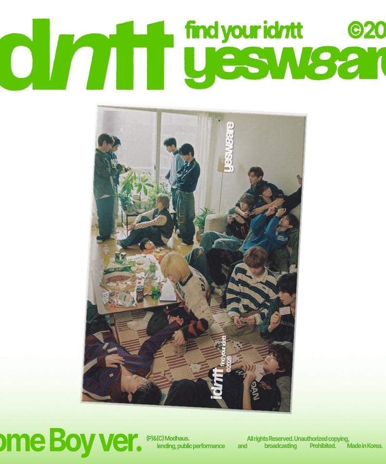 IDNTT - [yesweare] ((Home Boy ver.) - Album Kpop, visuel du CD avec groupe en intérieur, marque IDNTT.