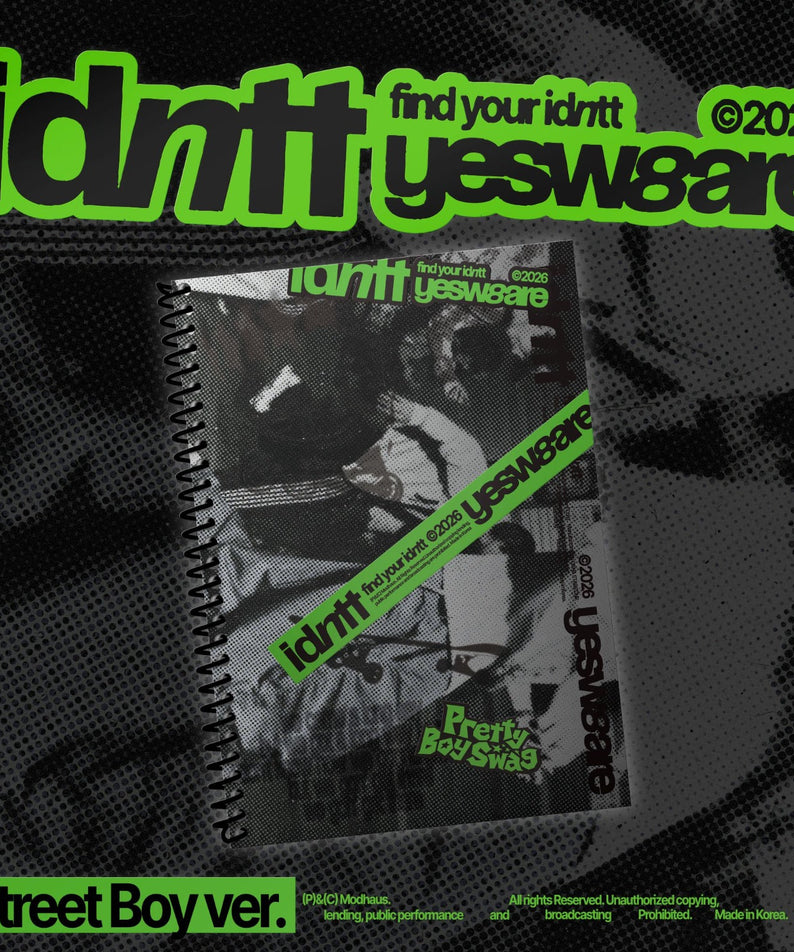 IDNTT - [yesweare] (Street Boy ver.) - Album Kpop, couverture noire IdnTt yesweare, visuel Street Boy sur carnet à spirale