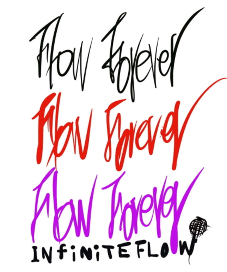 I.F - [Flow Forever](EP) - Album Kpop, pochette graphique “INFINITE FLOW” noire, rouge, violette et micro, style urbain.