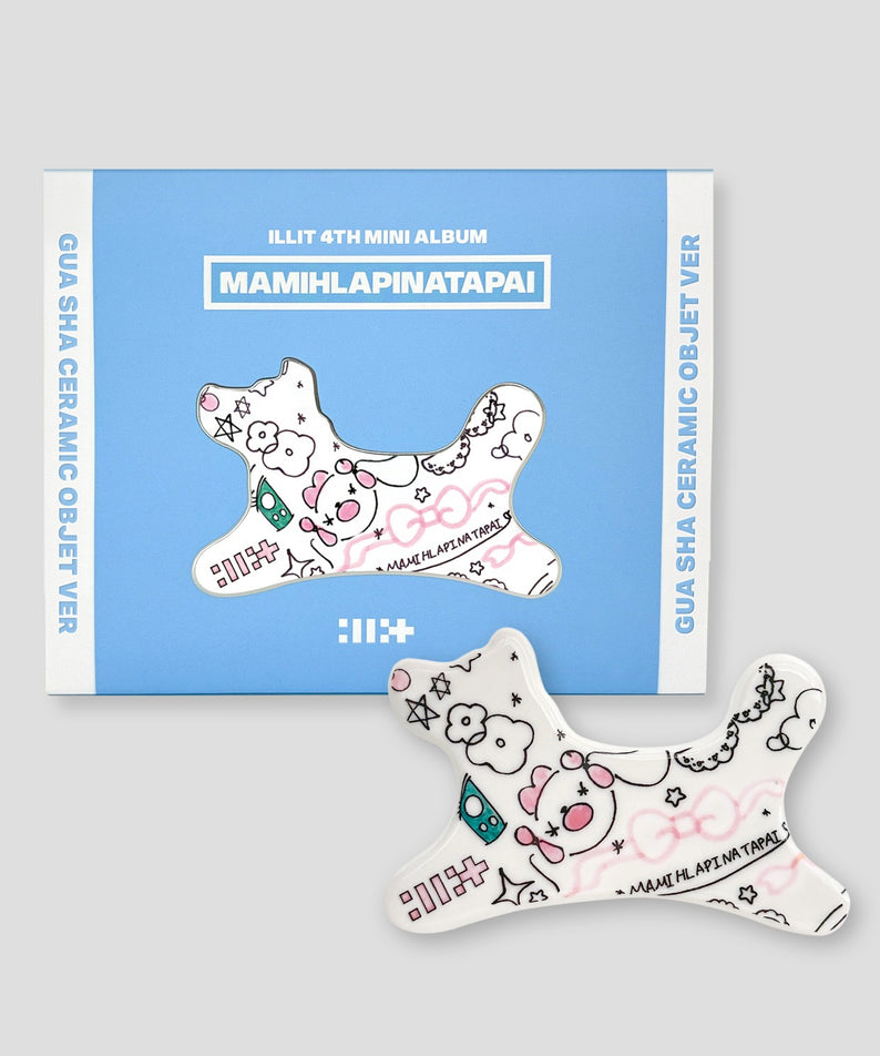ILLIT - [MAMIHLAPINATAPAI] (Gua Sha Ceramic Objet ver.) - Album Kpop : coffret et gua sha céramique, visuel bleu.
