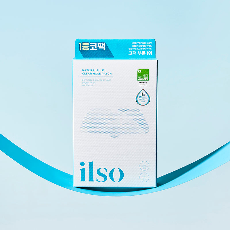 ILSO Natural Mild Clear Nose Pack de la marque ILSO, boîte produit sur fond bleu clair, visuel e-commerce.
