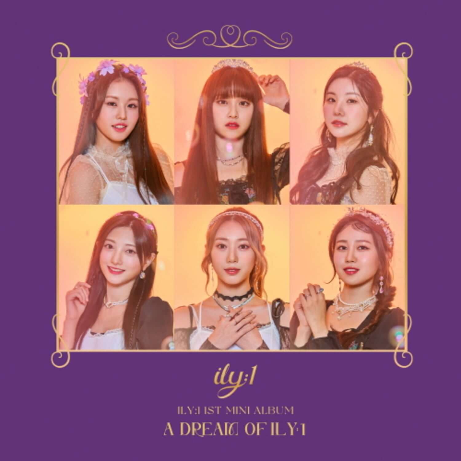 IL Y:1 - [A Dream of ILY:1] - Album Kpop ILY:1, photo de 6 membres, fond violet, illustration album