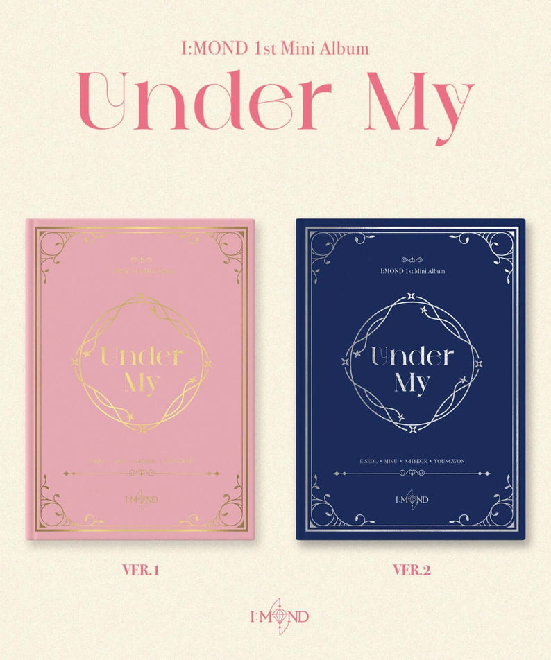 I:MOND - 1st MINI ALBUM [Under My] (Set) - Album Kpop, set coffret Ver.1 et Ver.2 sur fond clair, visuel couverture