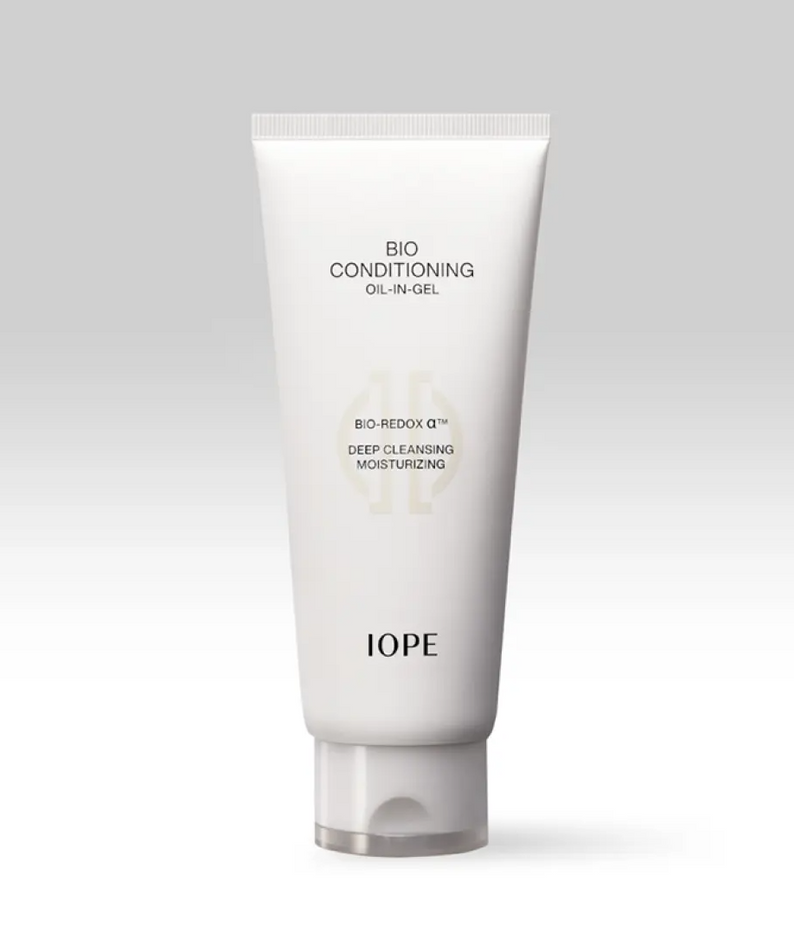 IOPE Bio Conditioning Cleansing Oil-in-Gel 150ml en tube blanc, pour nettoyage et hydratation de la peau, 150ml format
