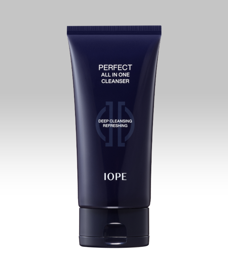IOPE Man Perfect All-in-One Cleanser 125g, nettoyant masculin pour une peau fraîche et purifiée. Parfait pour le soin quotidien.