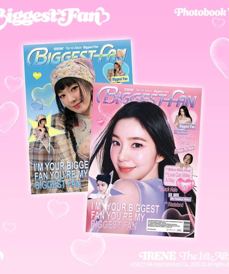IRENE - 1st Album [Biggest Fan] (Photobook Ver.) - Album Kpop avec IRENE, couverture rose cœurs, photobook