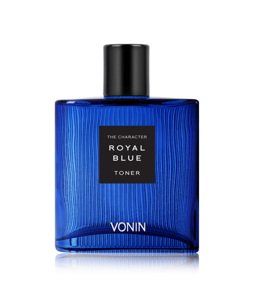 ISAKNOX  Bonin The Character Royal Blue Toner 140ml, flacon bleu royal sur fond blanc, image produit cosmétique.