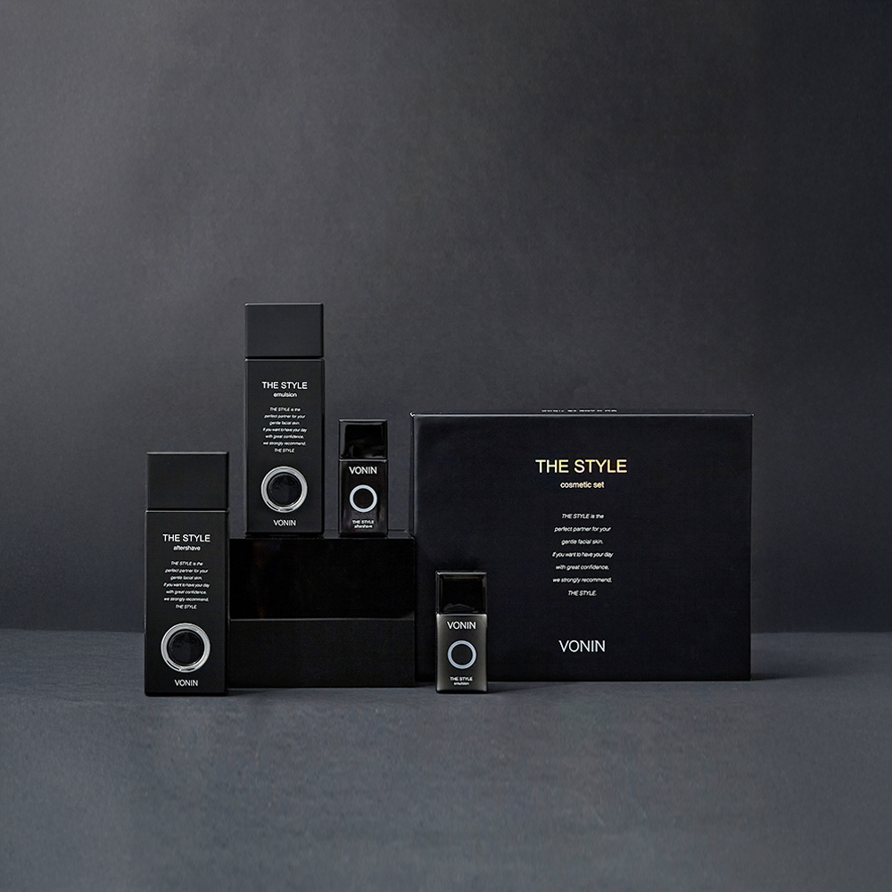 ISAKNOX  The Style Basic Basic Care Line 2 Pieces Planning Set : coffret de soins noir sur fond gris, en studio