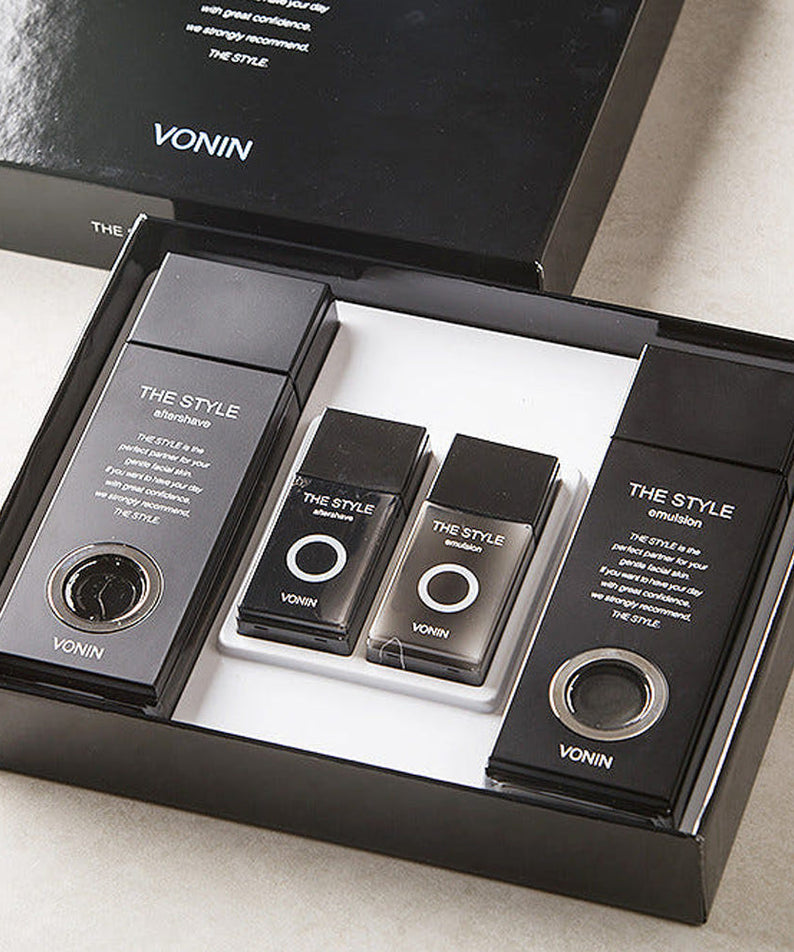 ISAKNOX  The Style Basic Basic Care Line 2 Pieces Planning Set en coffret noir, produits et étiquette VONIN sur table