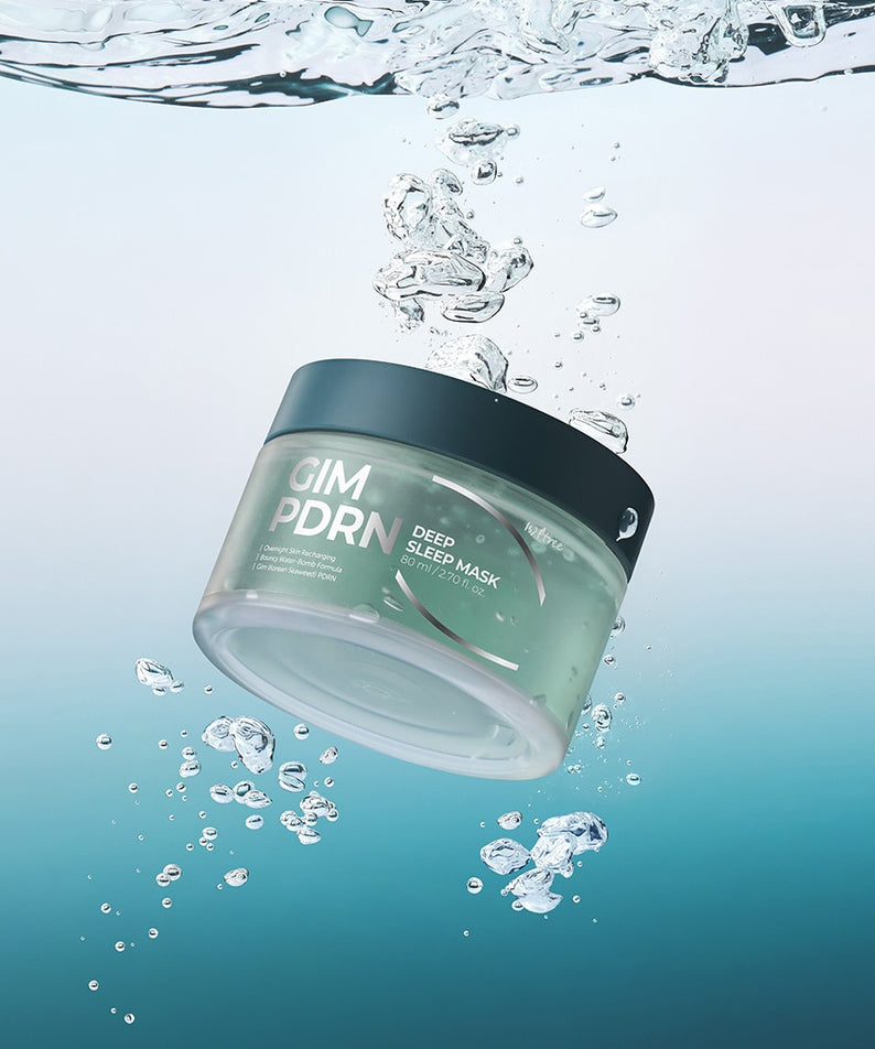 ISNTREE  Gim PDRN Deep SLeep Mask 80ml, pot sous l’eau avec bulles, visuel rafraîchissant du produit