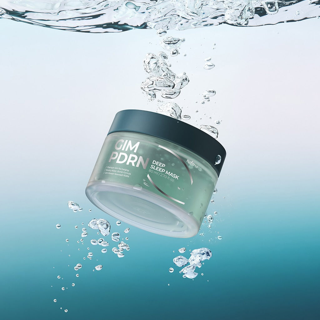 ISNTREE  Gim PDRN Deep SLeep Mask 80ml, pot sous l’eau avec bulles, visuel rafraîchissant du produit
