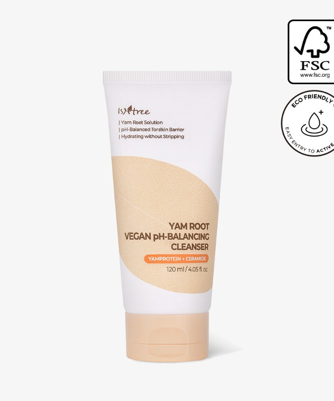 ISNTREE Yam Vegan Mildly Acidic Cleanser 120ml de la marque ISNTREE : flacon crème sur fond blanc, visuel produit.