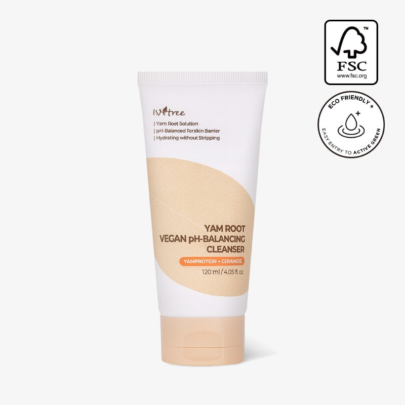 ISNTREE Yam Vegan Mildly Acidic Cleanser 120ml de la marque ISNTREE : flacon crème sur fond blanc, visuel produit.