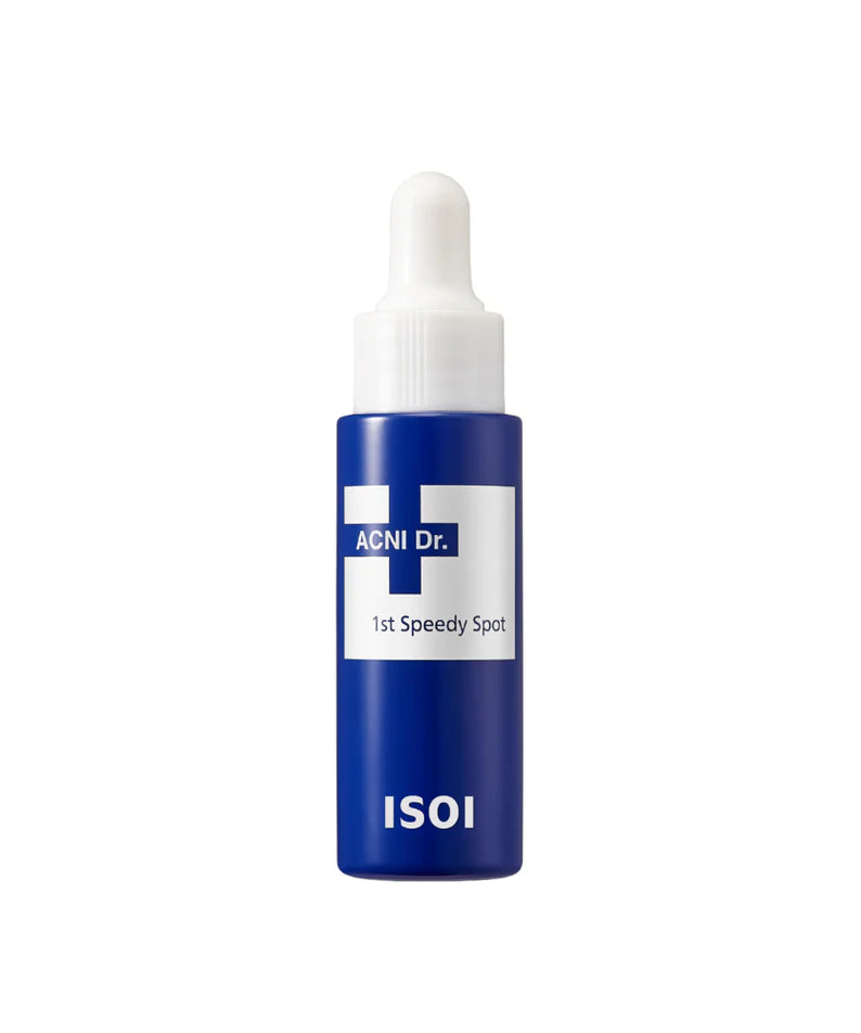 Photo produit : ISOI ACNI Dr. 1st Speedy Spot (14ml), flacon bleu de la marque ISOI sur fond blanc.
