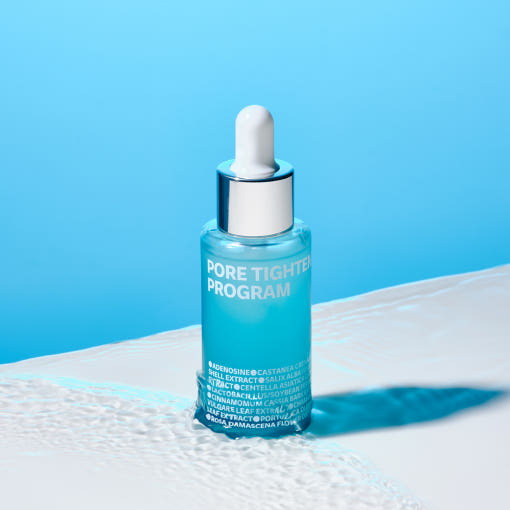 ISoi Pore Tightening Program (Pore Ampoule) 30ml ISOI, flacon sur fond bleu, effet pore tightening visuel.