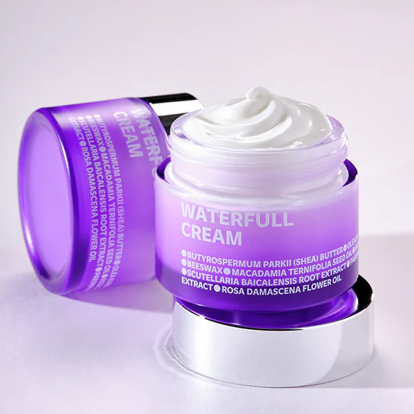ISOI Waterful Cream Light 50ml, crème hydratante dans un pot, texture blanche, fond clair, marque ISOI