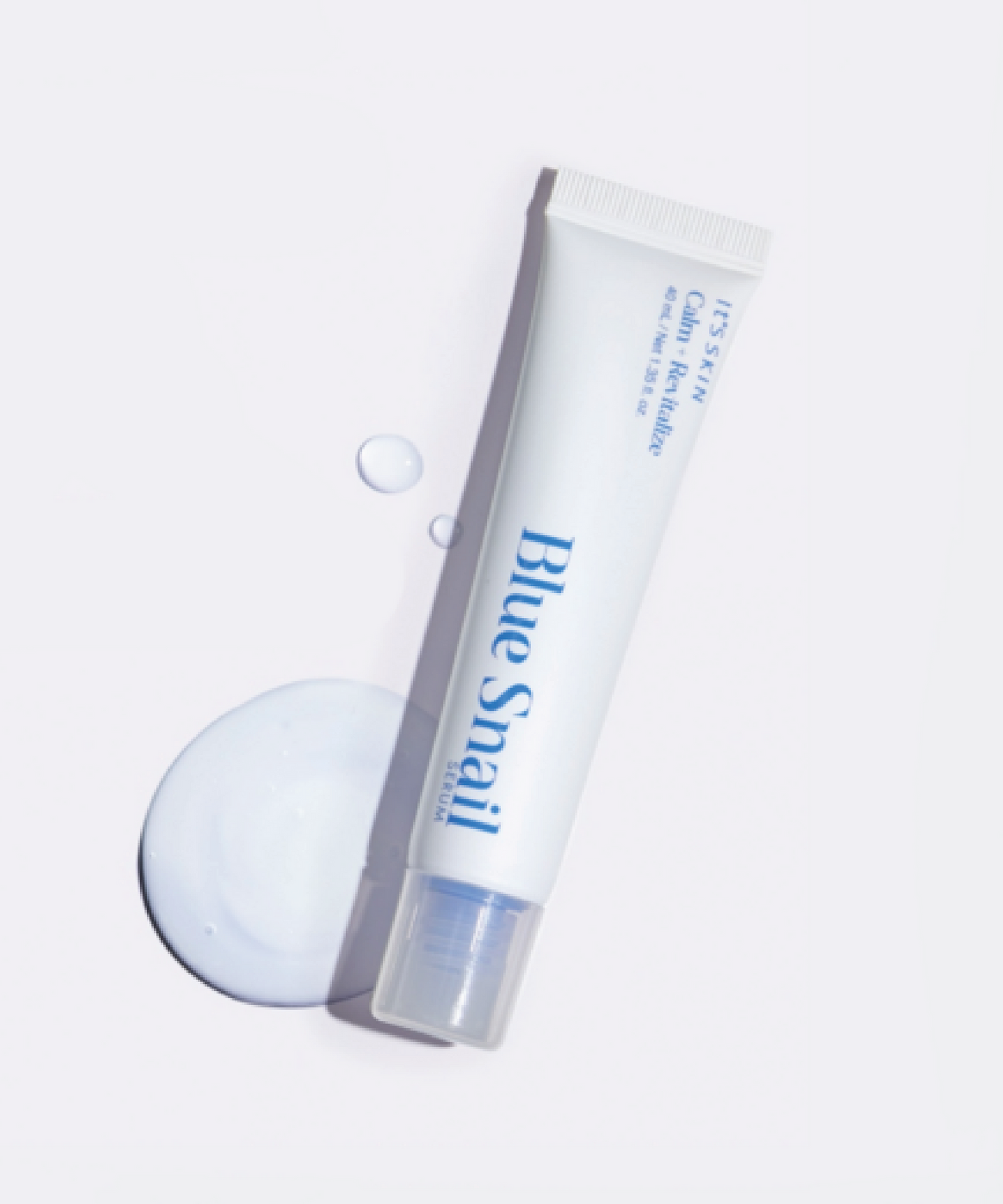IT'S SKIN Blue Snail Serum 40ml de la marque IT'S SKIN, avec goutte et crème, photo sur fond clair.