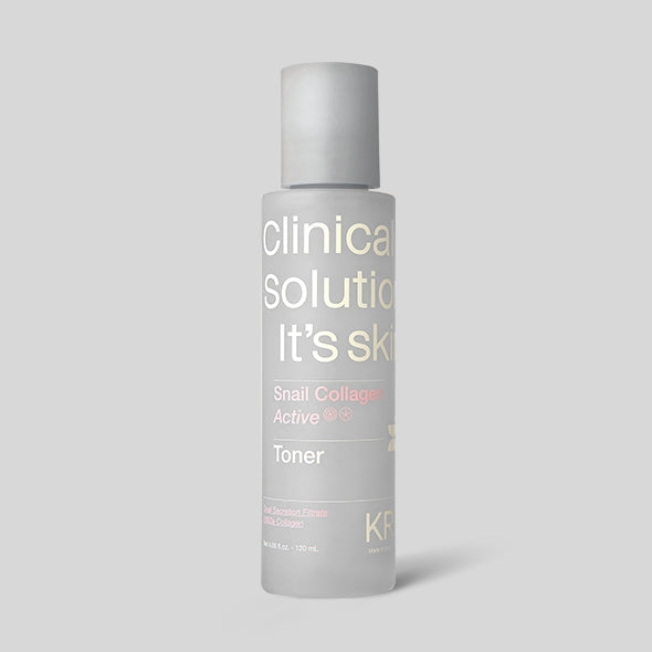 IT'S SKIN Snail Collagen Active Toner 120ml, bouteille blanche sur fond clair, marque visible, tonique visage