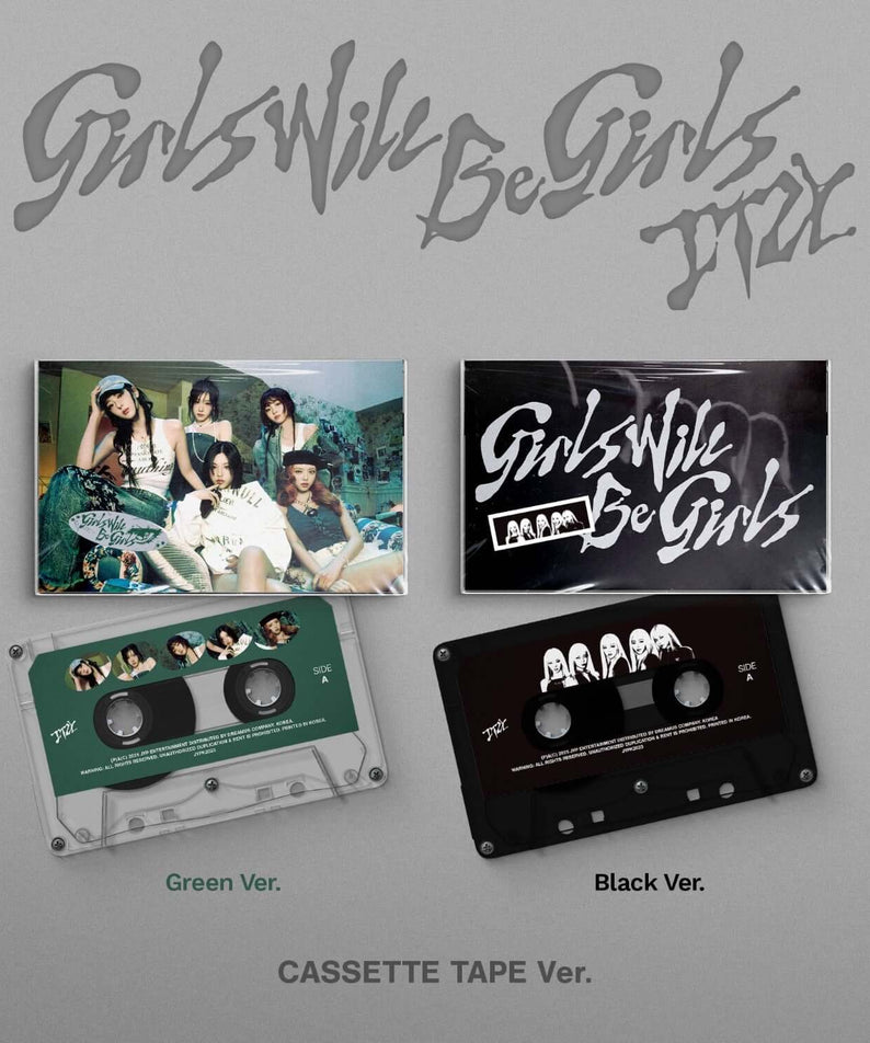 ITZY - [Girls Will Be Girls] (Cassette Tape Ver.) (Set of 2) - Album Kpop : coffret 2 cassettes vert & noir, fond studio