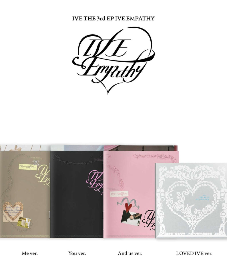 IVE - THE 3rd EP [IVE EMPATHY] (Set of 4) - Album Kpop IVE, coffret versions, visuel pochette et logo blanc.