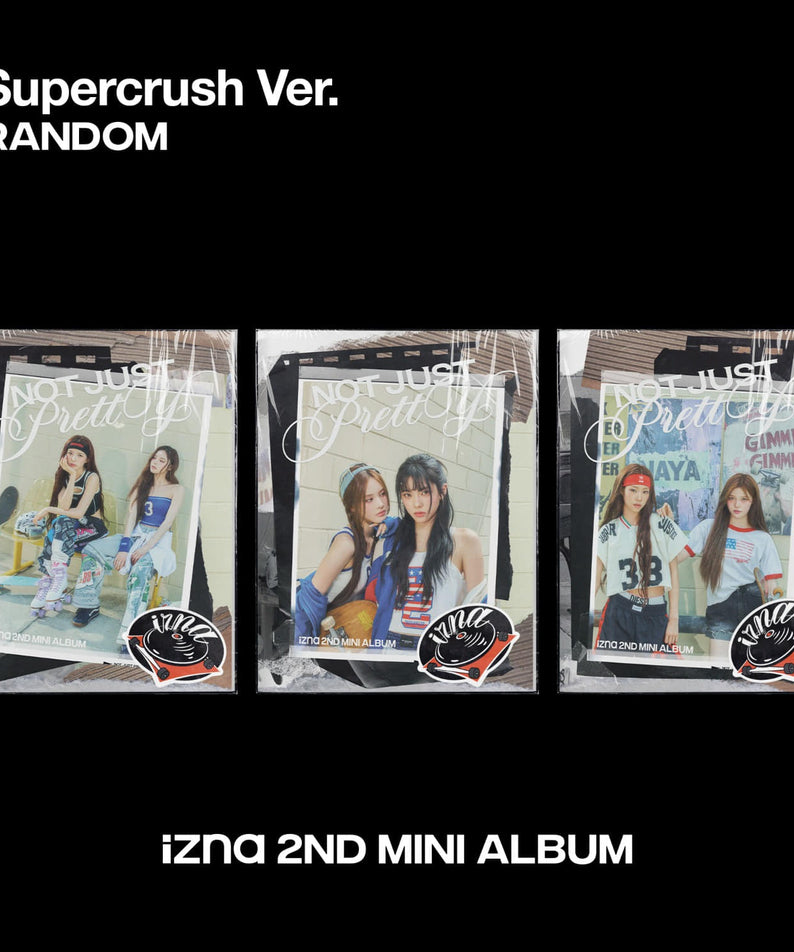 IZNA - 2nd Mini Album [Not Just Pretty] POSTERBOOK Ver. (Supercrush Ver.) (Random 1 of 3) - Album Kpop, affiches sur fond noir