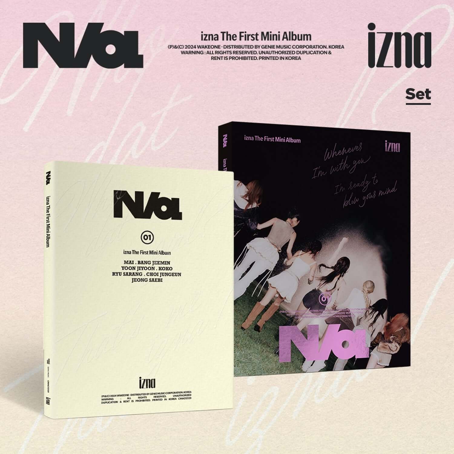 IZNA - [N/a] (iz Ver. / na Ver.) (Set of 2) - Album Kpop : coffret N’ba avec photo de couverture sur fond rose