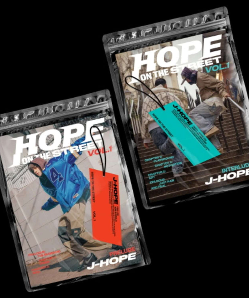 J-HOPE - [HOPE ON THE STREET VOL.1] (Random 1 of 2) - Album Kpop, pochettes sur fond noir, visuels urbains