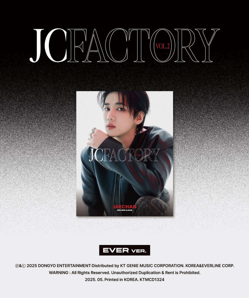JAECHAN - 2nd Mini Album [JCFACTORY vol.2] (EVER ver.) - Album Kpop : couverture avec photo JAECHAN et texte JCFACTORY VOL.2