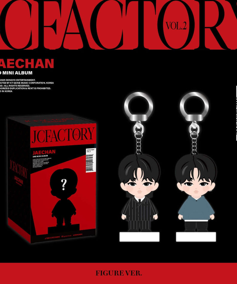 JAECHAN - 2nd Mini Album [JCFACTORY vol.2] (FIGURE Ver.) - Album Kpop : visuel pack noir rouge, figurines porte-clés.